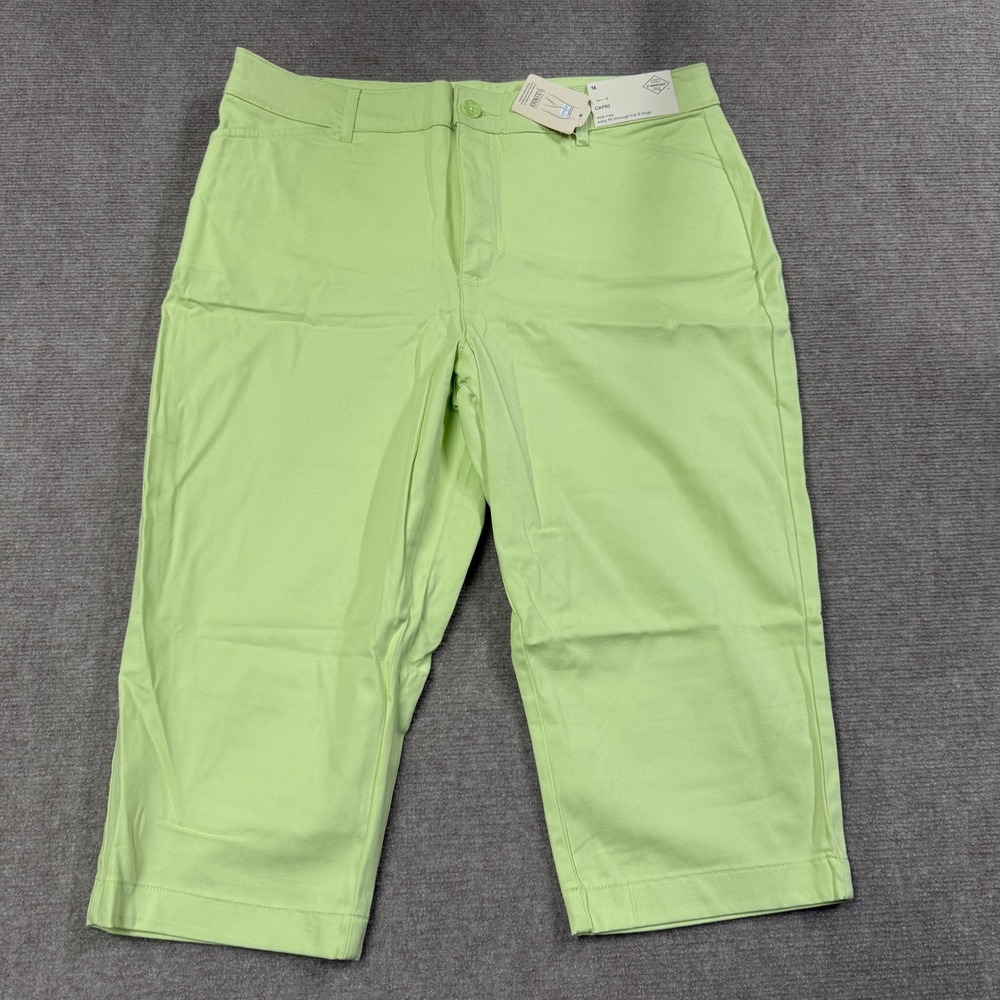 MSRP $34 St. John's Bay Secretly Slender Women's 16 Shadow Lime Capri Pants Mid